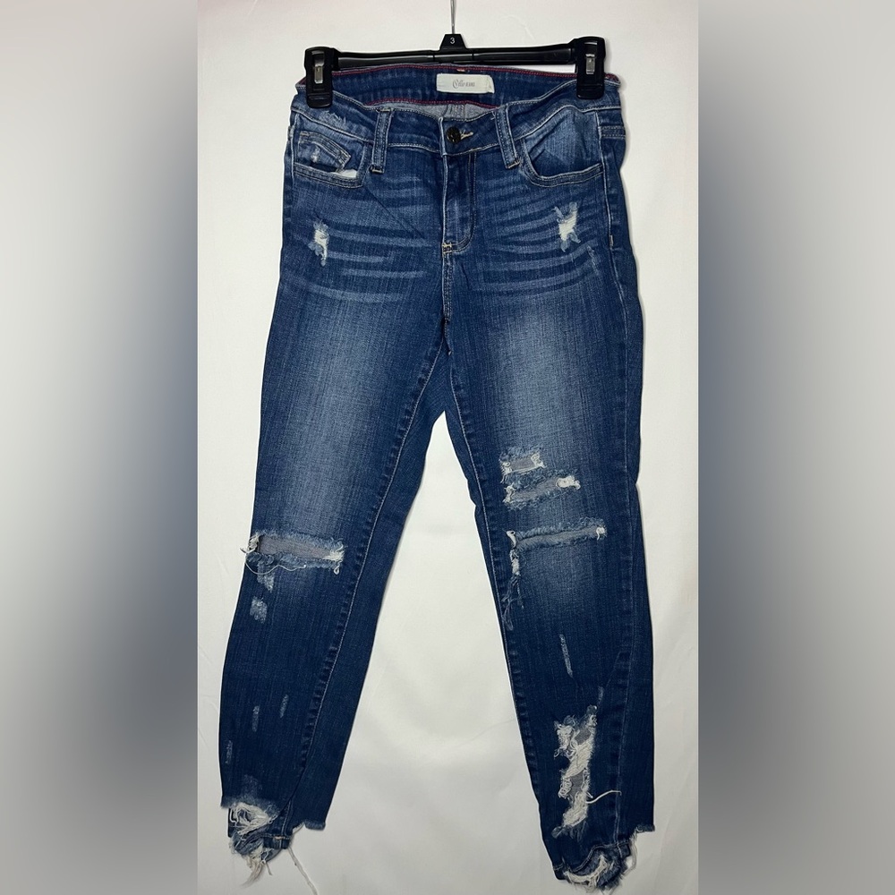 Cello Dark Blue Distressed Boyfriend Jeans